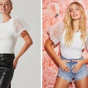 AVERY SHEER OVERSIZE SLEEVE BACKLESS TOP